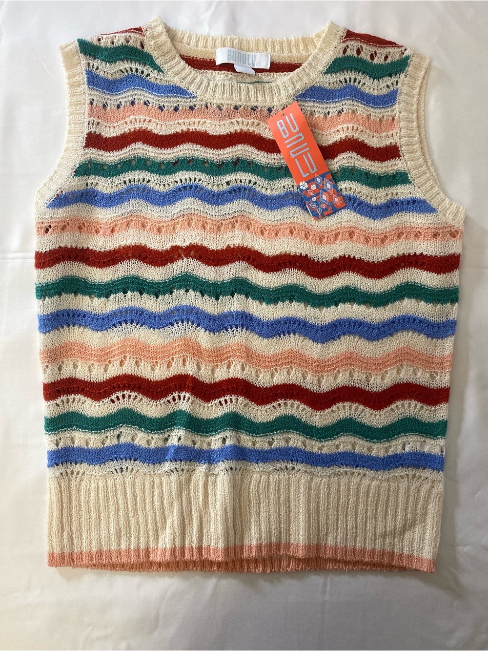 Sleeveless Knit Chevron Stripe Sweater Vest - Multicolor